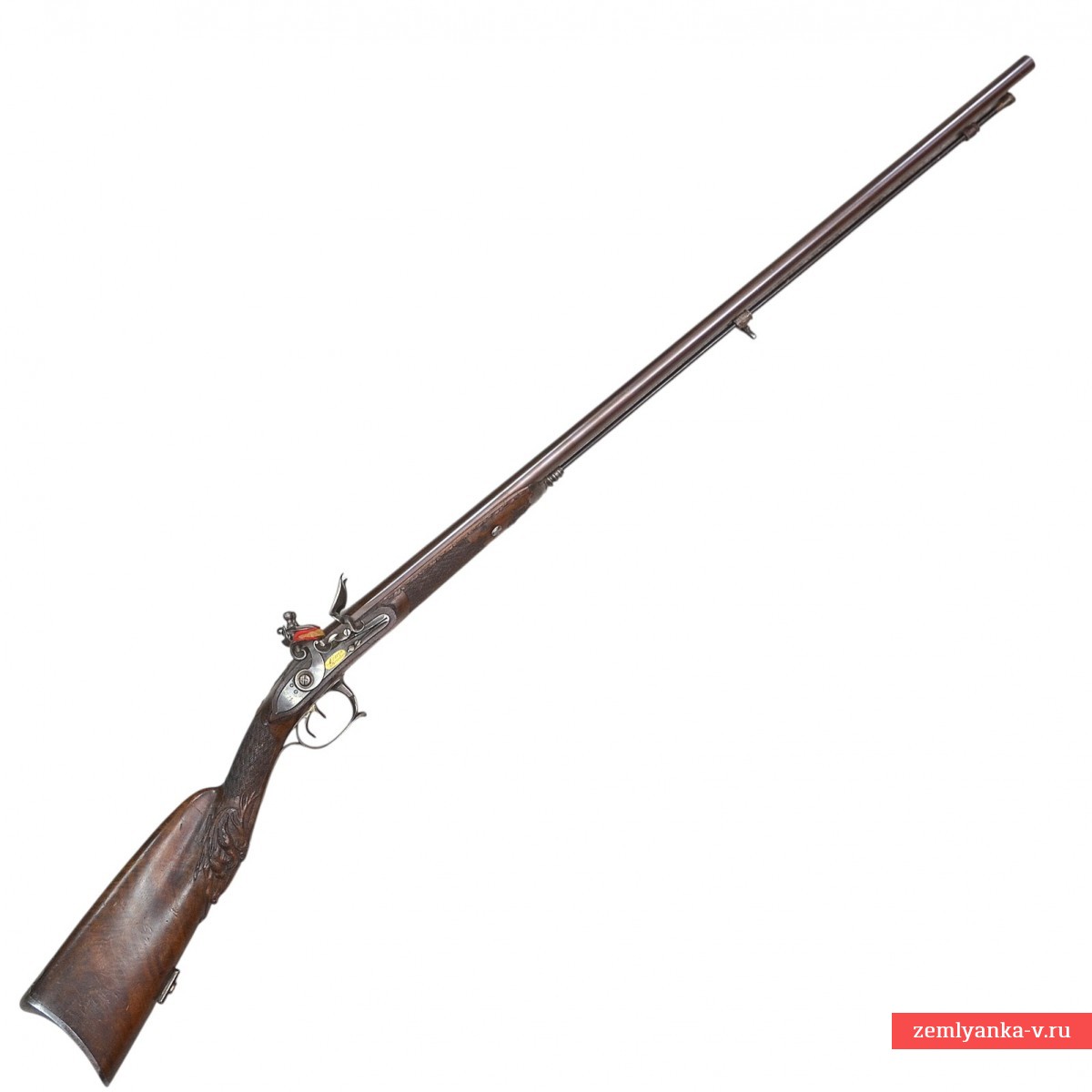 Ружье охотничье двуствольное работы J.L. Bizalion с кремневым замком и дамасскими стволами