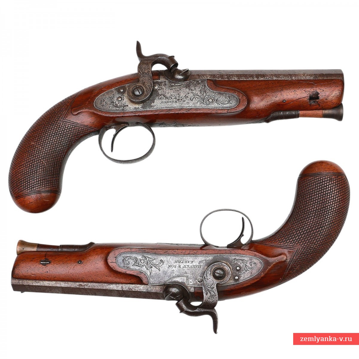 Пара английских дорожных пистолетов работы «Harvey & Son» 