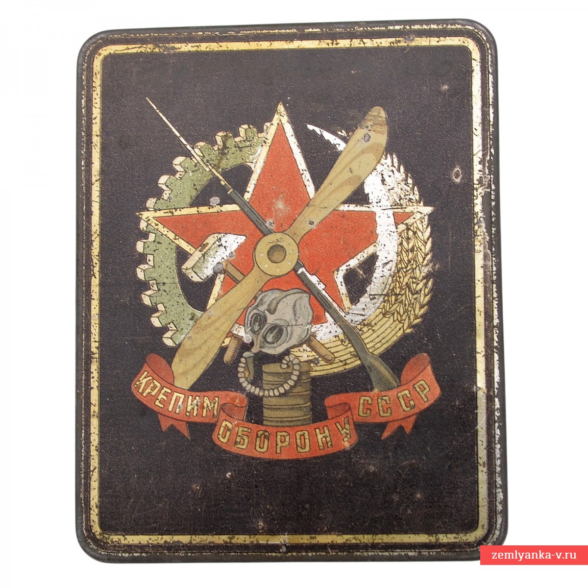 Портсигар ОСОАВИАХИМ «Крепим оборону СССР» с календарем на 1930 год