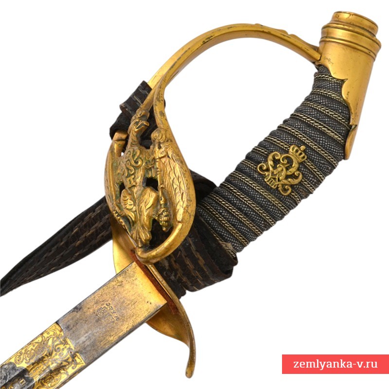 Шпага подполковника 70-го Рейнского пехотного полка Вайсе обр. 1889 г., дарственная, с дамасским клинком