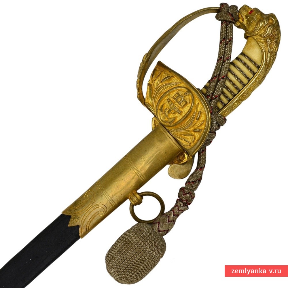 Сабля офицерского состава Кайзермарине образца 1874/76 гг., украшенный вариант с дамасским клинком