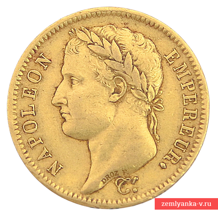 Монета 40 франков (двойной наполеондор) 1812 года.